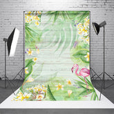 Lofaris Spring Floral Monstera Wooden Wall Photo Backdrop